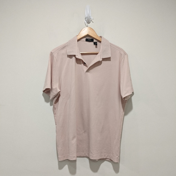 Theory Willem Petal Pink Polo Short Sleeve Shirt - Picture 4 of 14